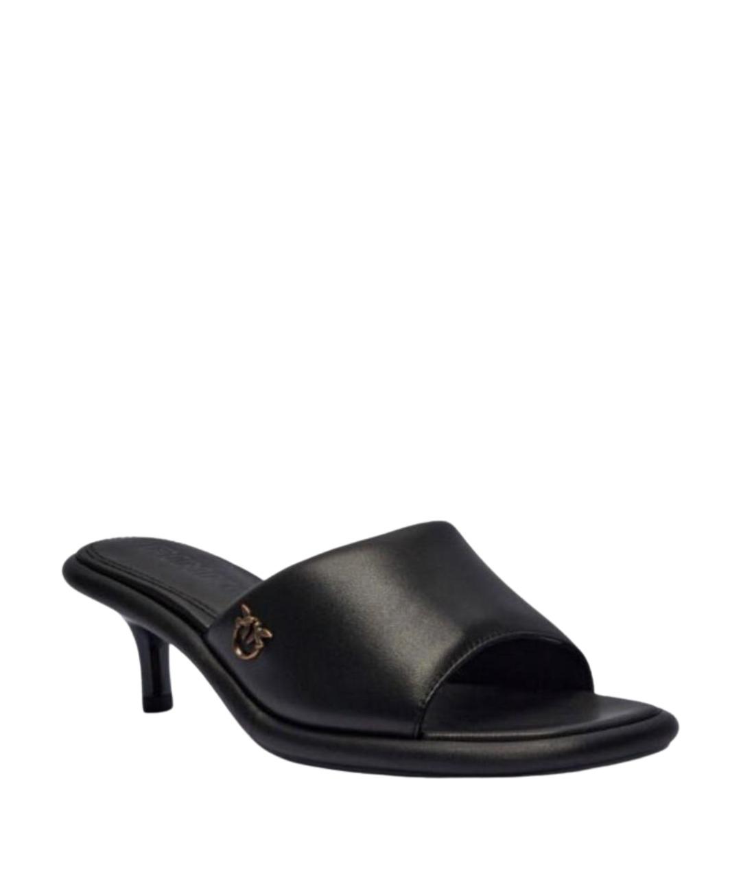 PINKO Черные кожаные босоножки, фото 1