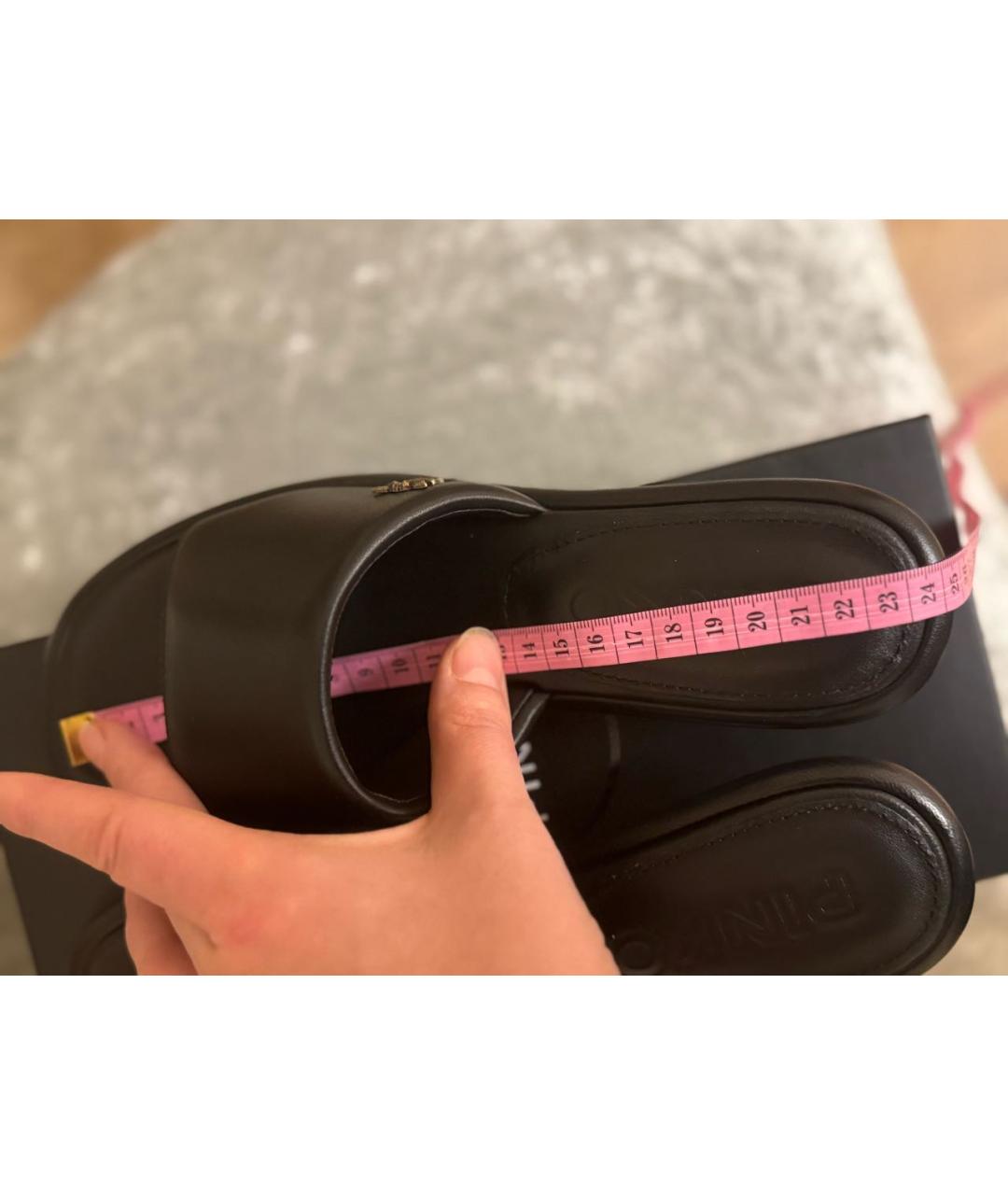 PINKO Черные кожаные босоножки, фото 5