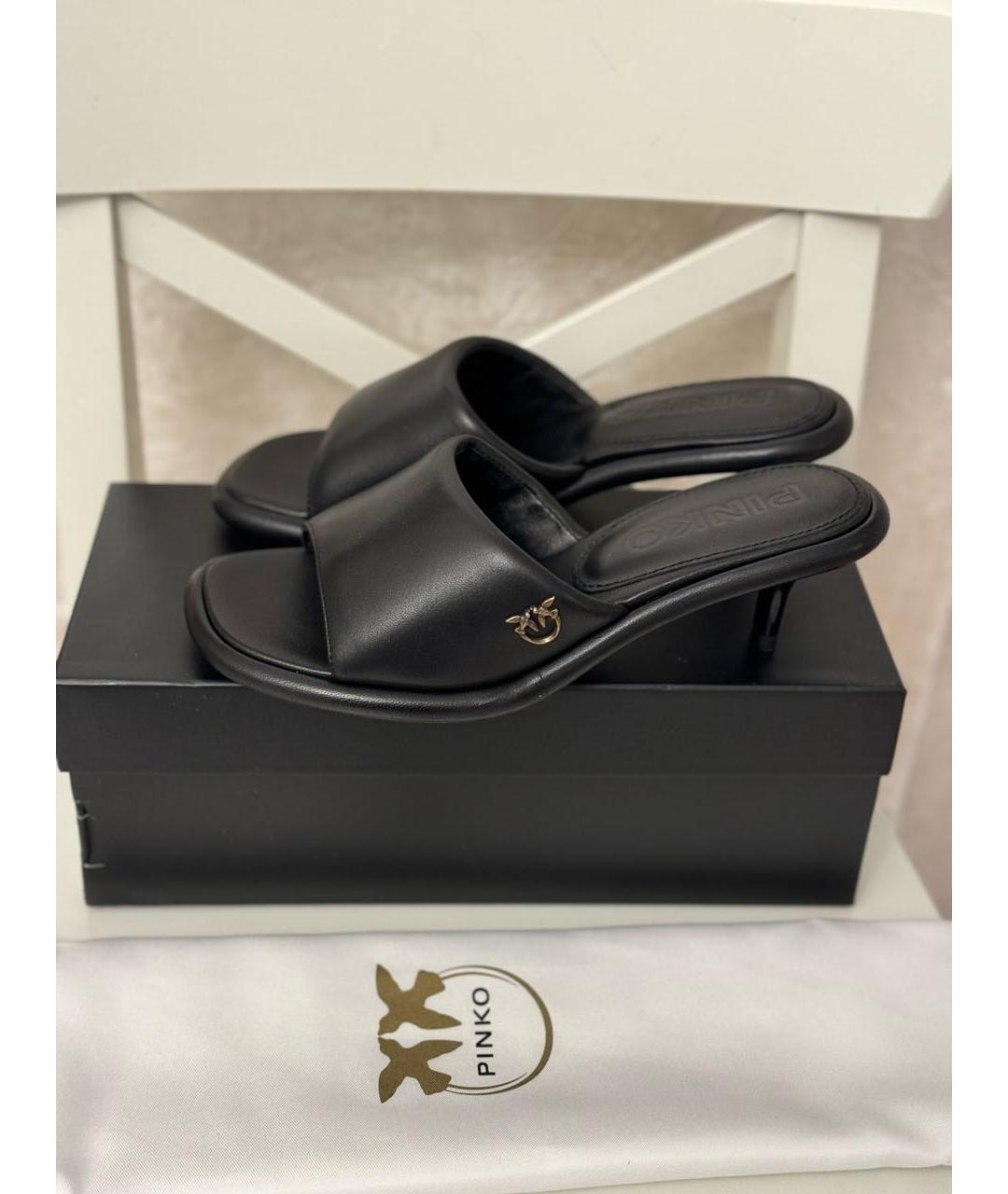 PINKO Черные кожаные босоножки, фото 6