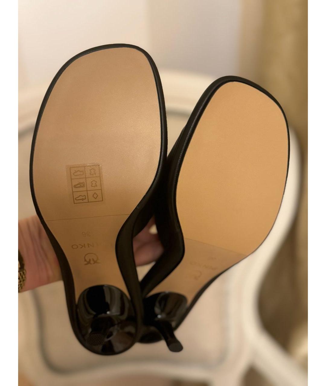PINKO Черные кожаные босоножки, фото 4