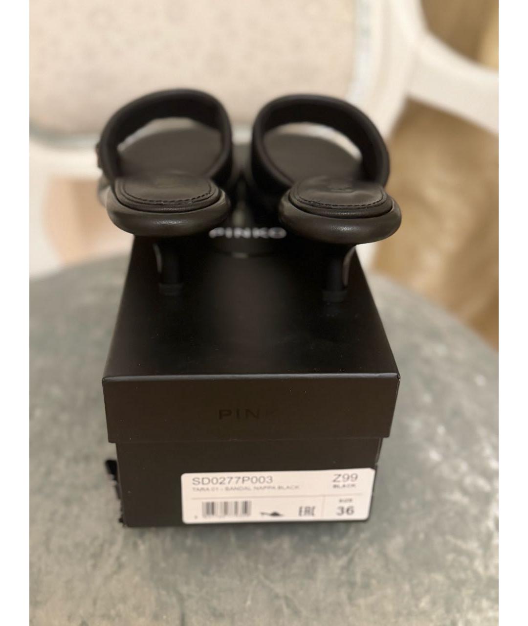 PINKO Черные кожаные босоножки, фото 3