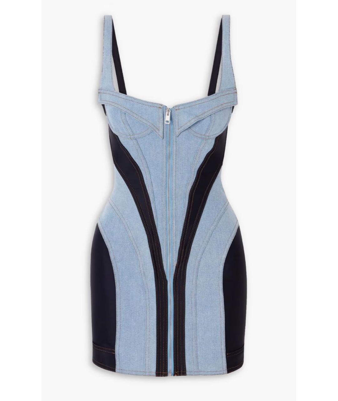MUGLER Голубое деним коктейльное платье, фото 6
