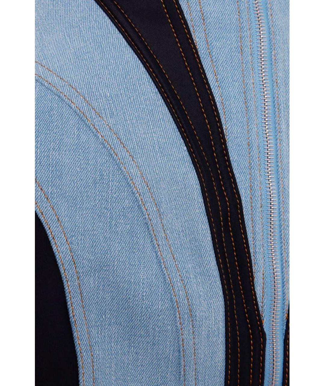 MUGLER Голубое деним коктейльное платье, фото 4