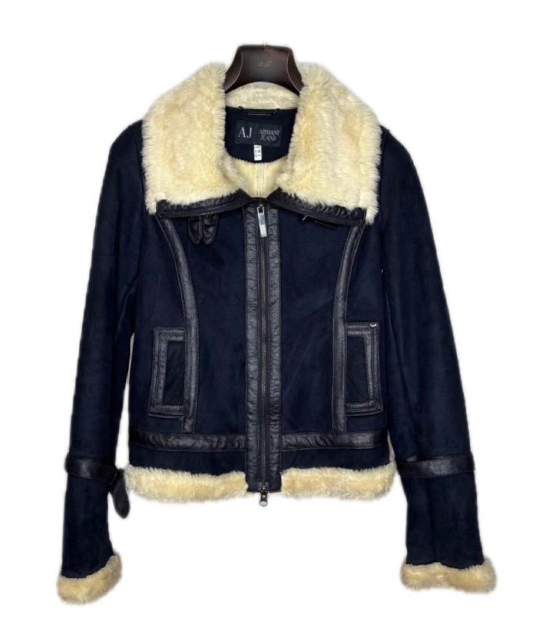 ARMANI JEANS Темно-синий меховой жакет/пиджак, фото 1