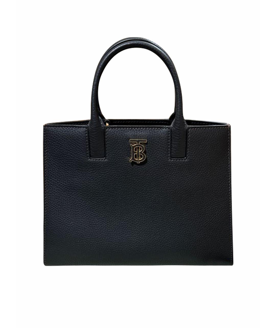 BURBERRY Черная кожаная сумка тоут, фото 1