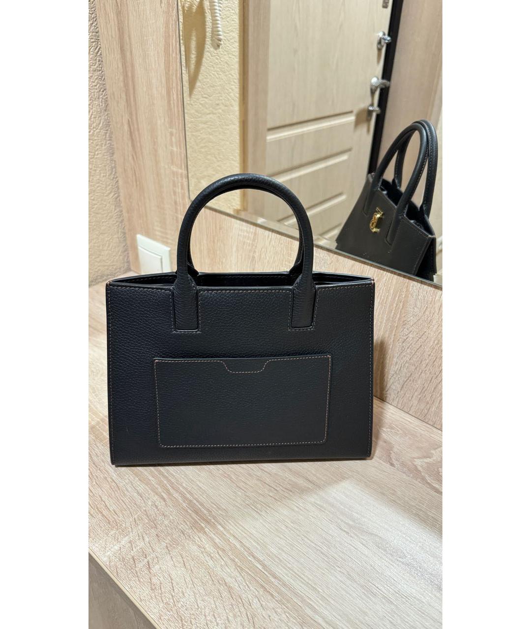 BURBERRY Черная кожаная сумка тоут, фото 3