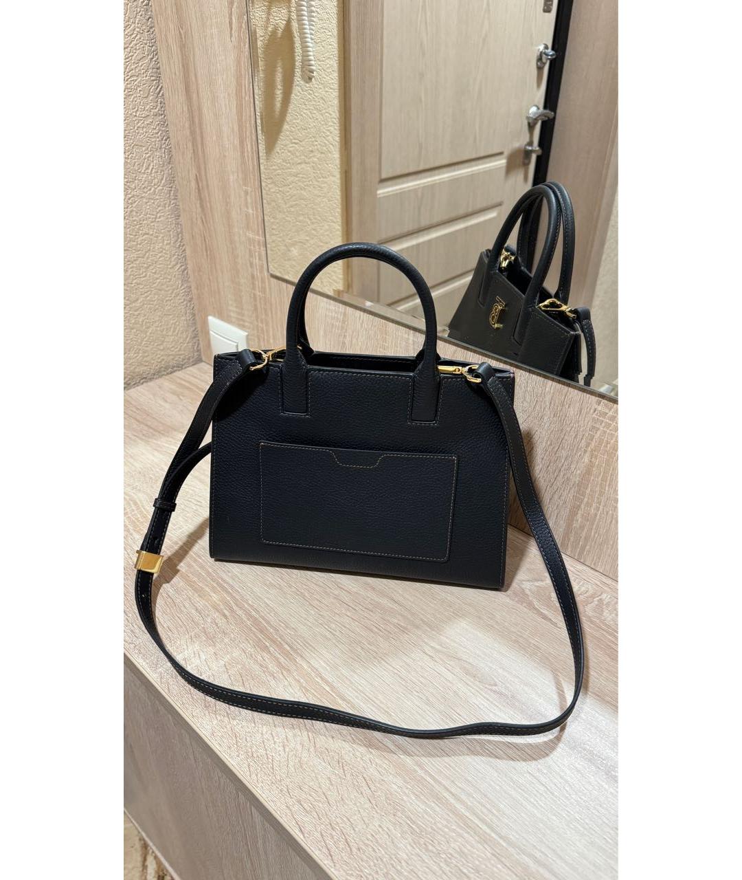 BURBERRY Черная кожаная сумка тоут, фото 5