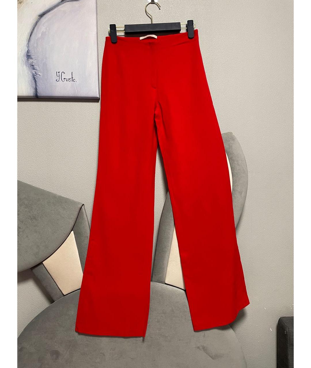 RED VALENTINO Красные прямые брюки, фото 8