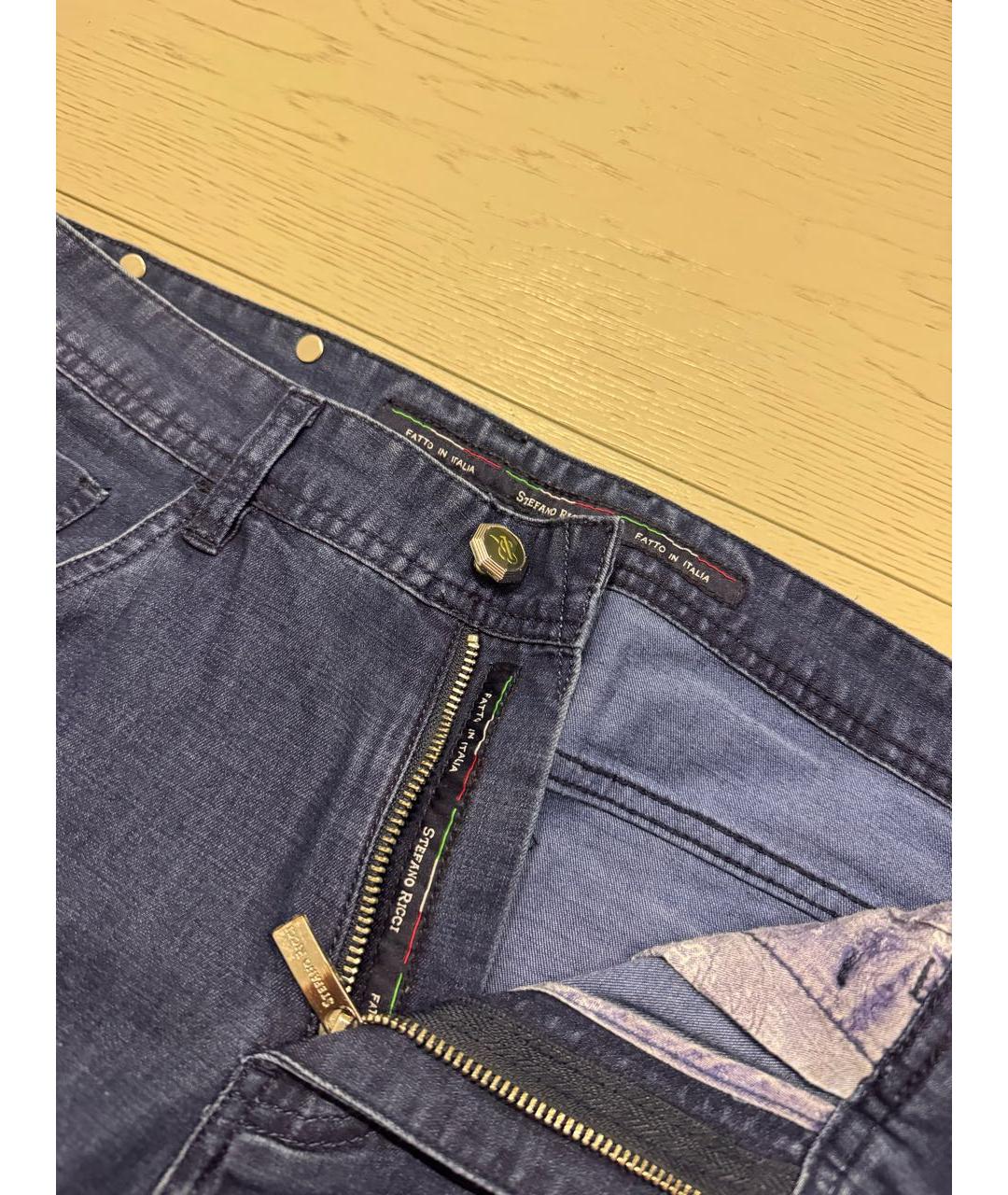 STEFANO RICCI Синие хлопковые прямые джинсы, фото 3