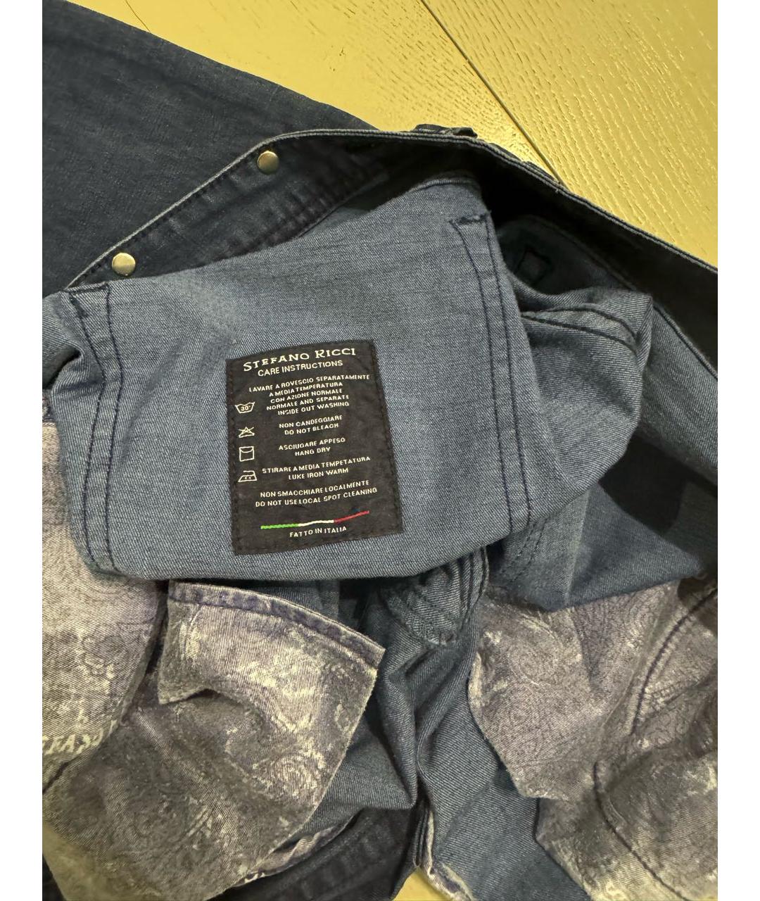 STEFANO RICCI Синие хлопковые прямые джинсы, фото 5