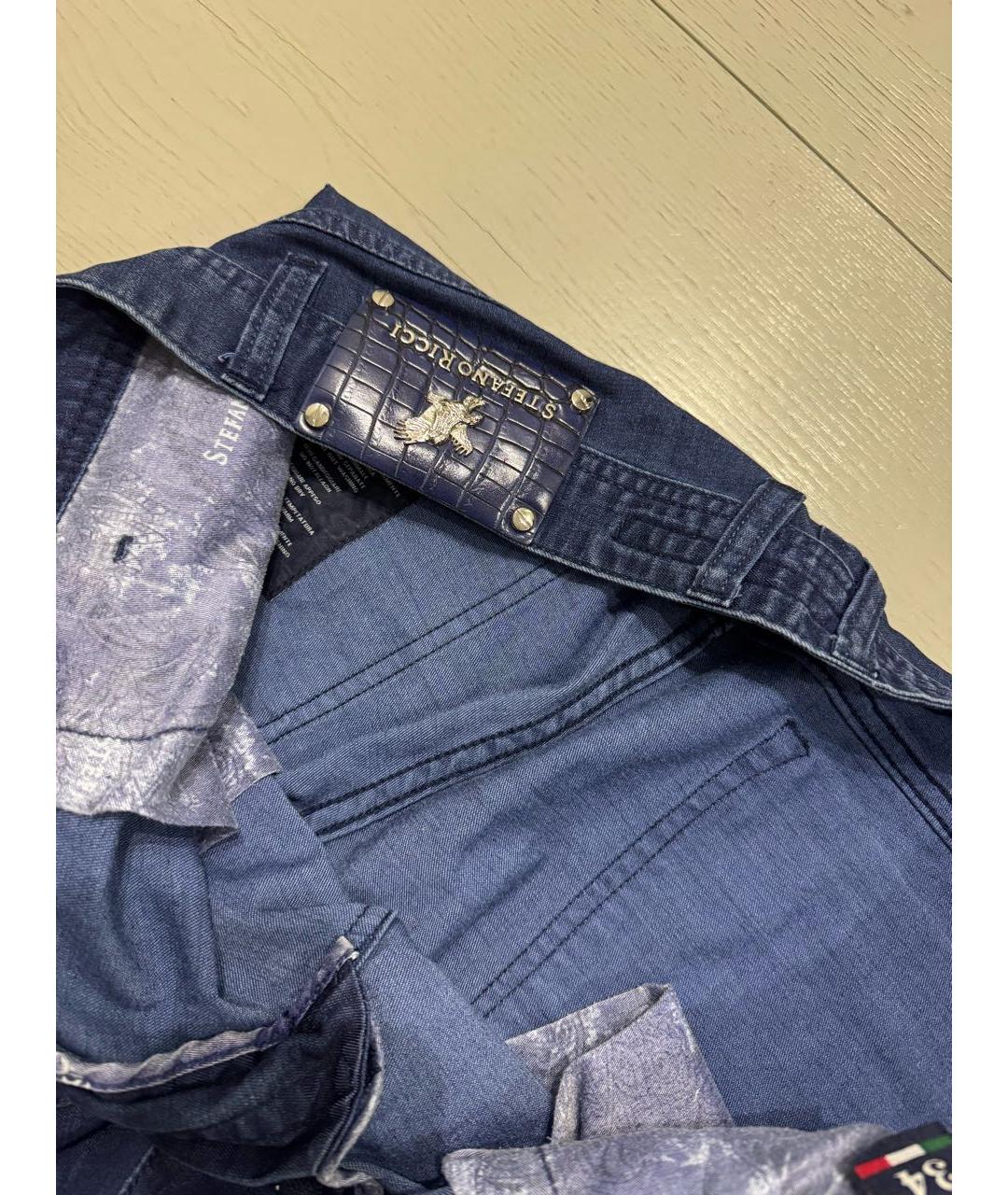 STEFANO RICCI Синие хлопковые прямые джинсы, фото 4