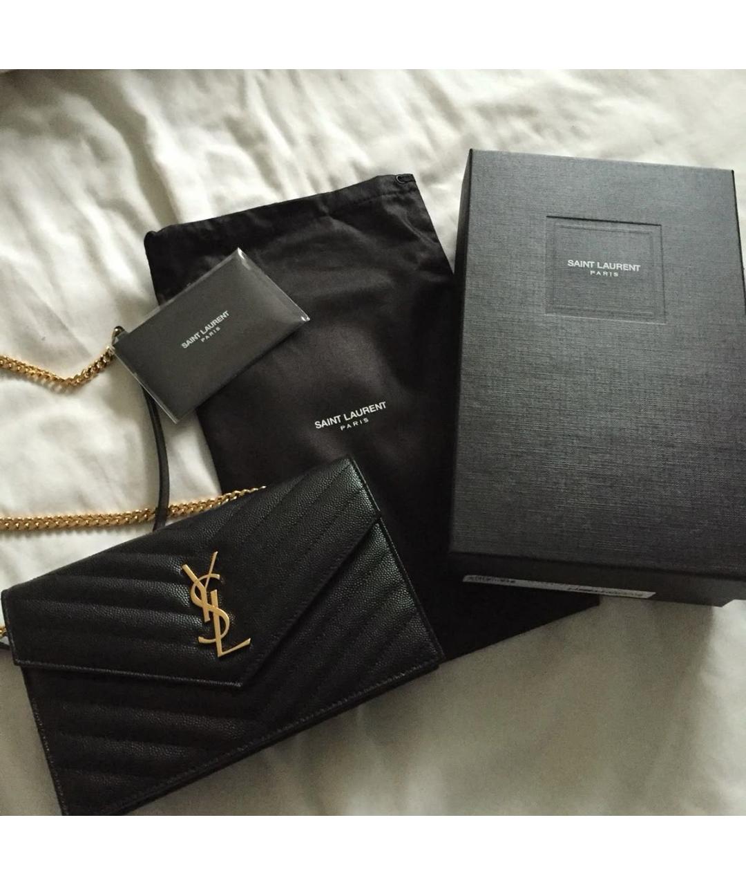 SAINT LAURENT Черная кожаная сумка через плечо, фото 8