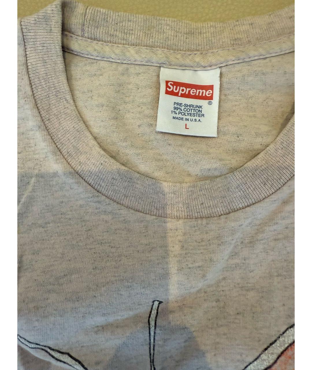 SUPREME Розовая хлопковая футболка, фото 4