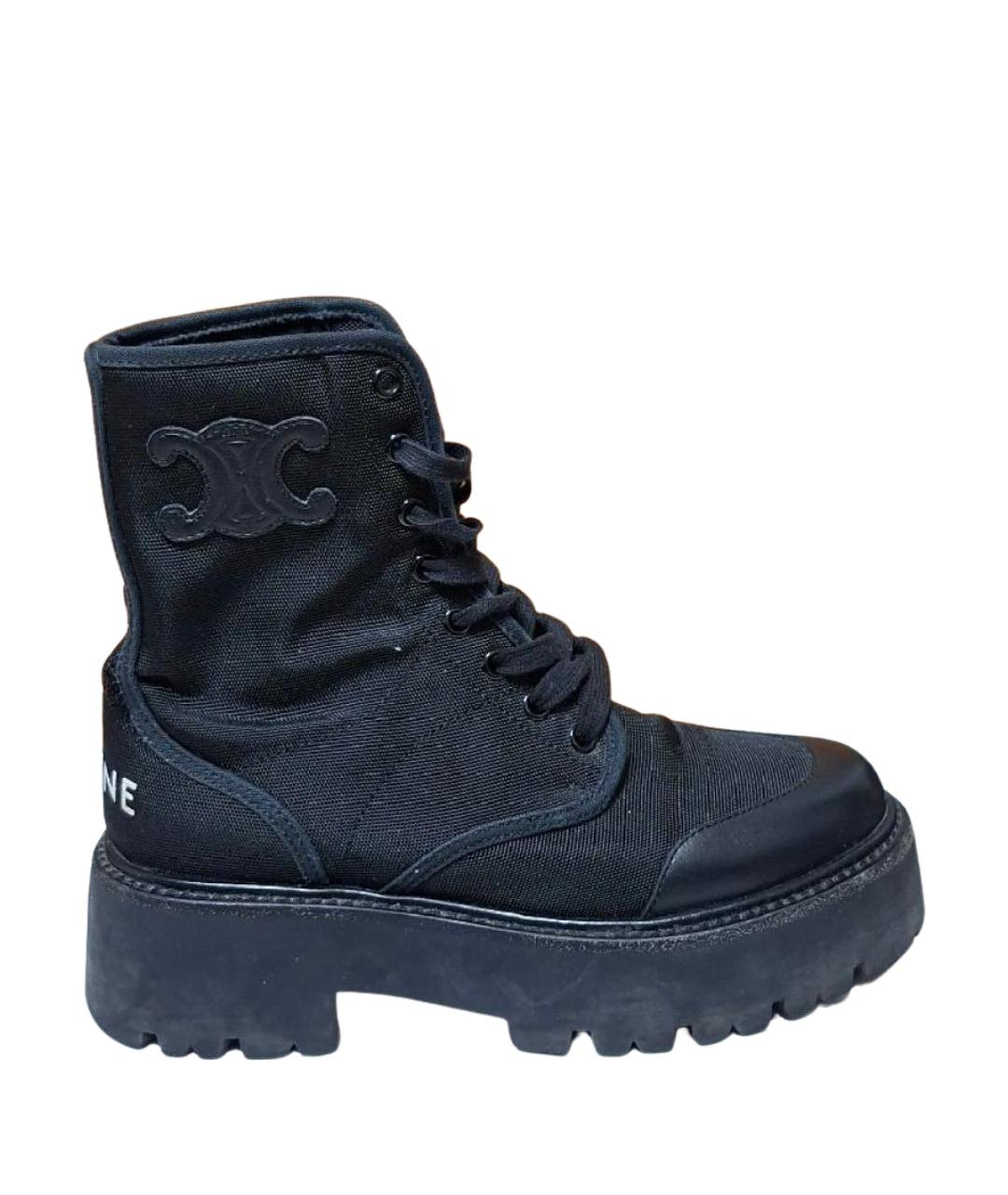 CELINE Черные кожаные ботинки, фото 1