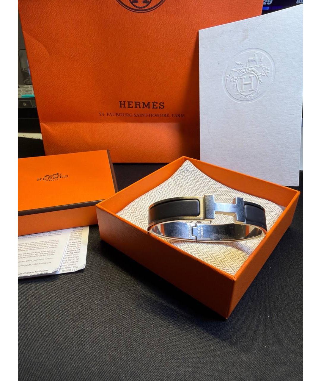 HERMES Черный латунный браслет, фото 5