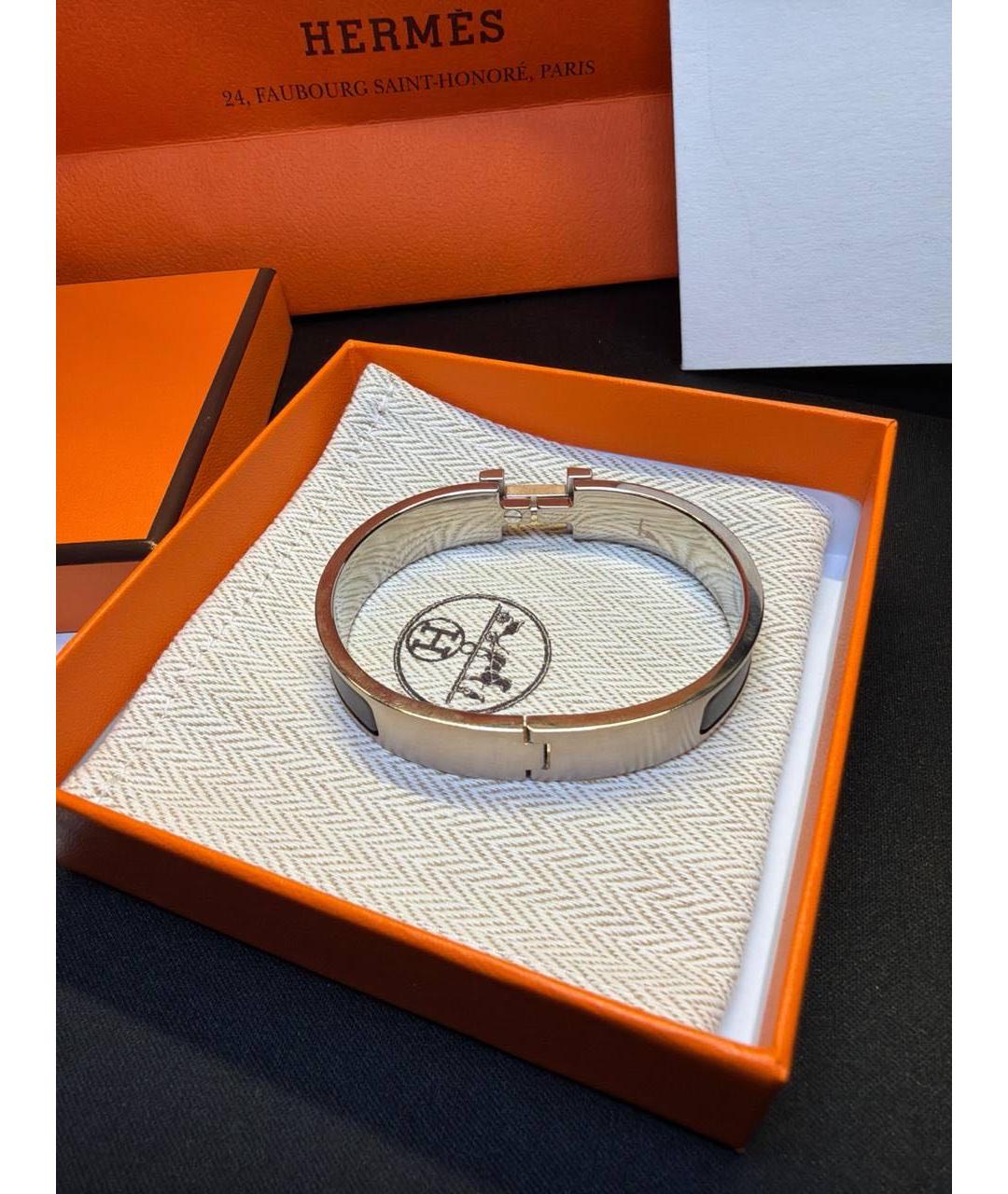 HERMES Черный латунный браслет, фото 4