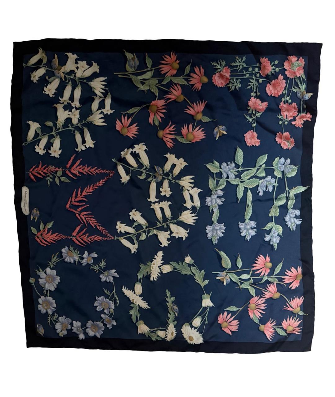 FERRAGAMO Темно-синий шелковый платок, фото 5