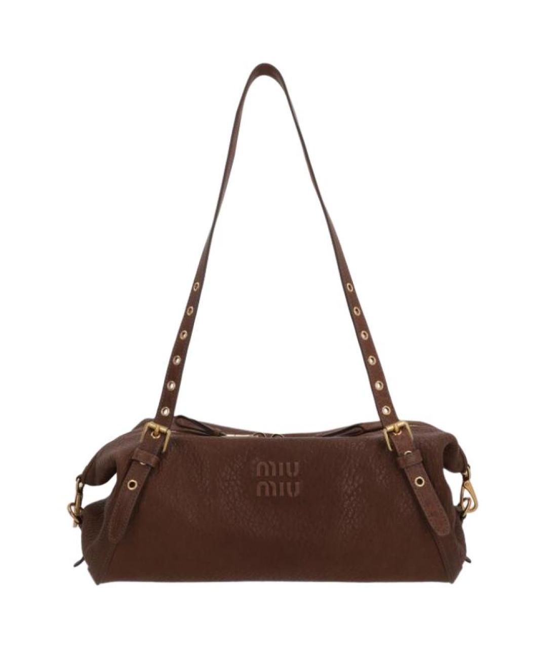MIU MIU Коричневая кожаная сумка через плечо, фото 1