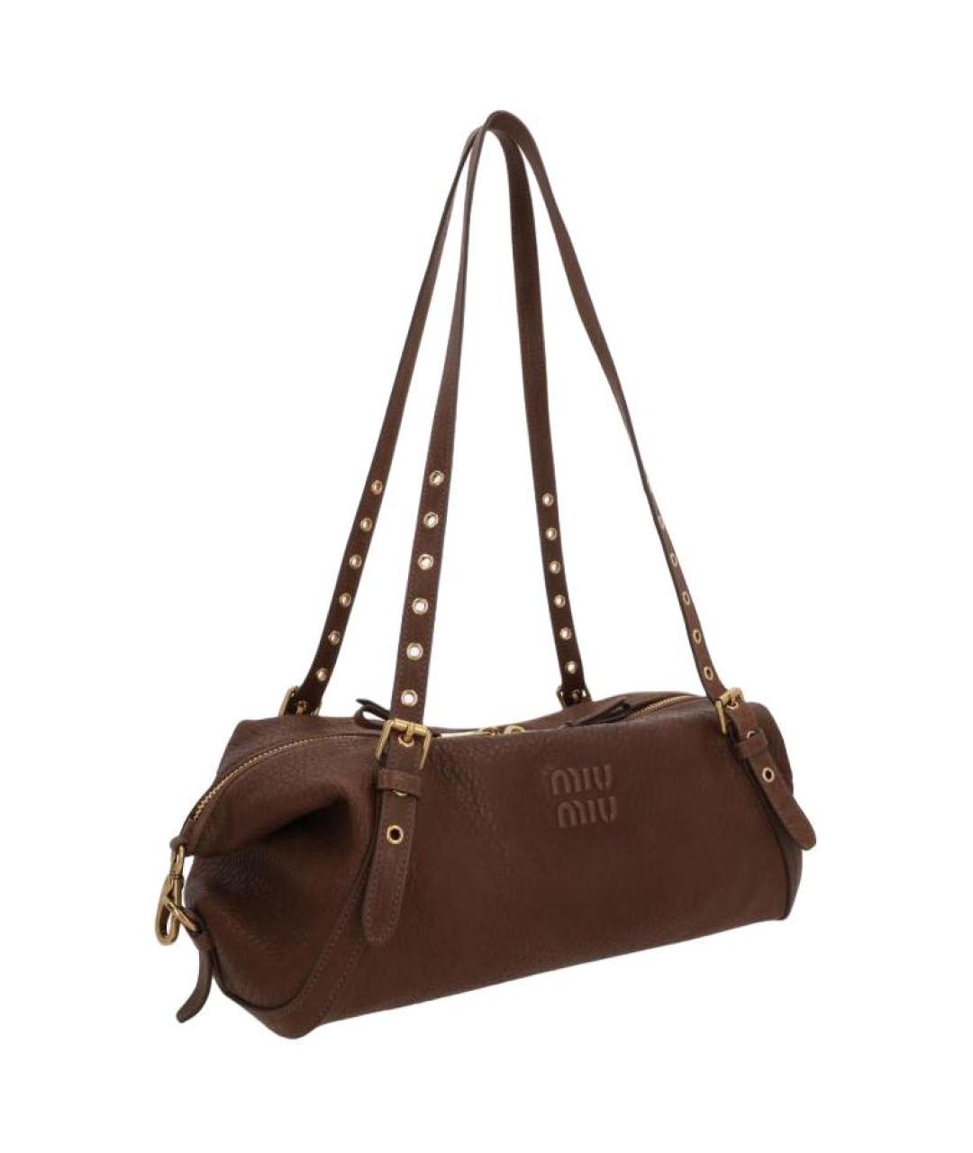 MIU MIU Коричневая кожаная сумка через плечо, фото 2