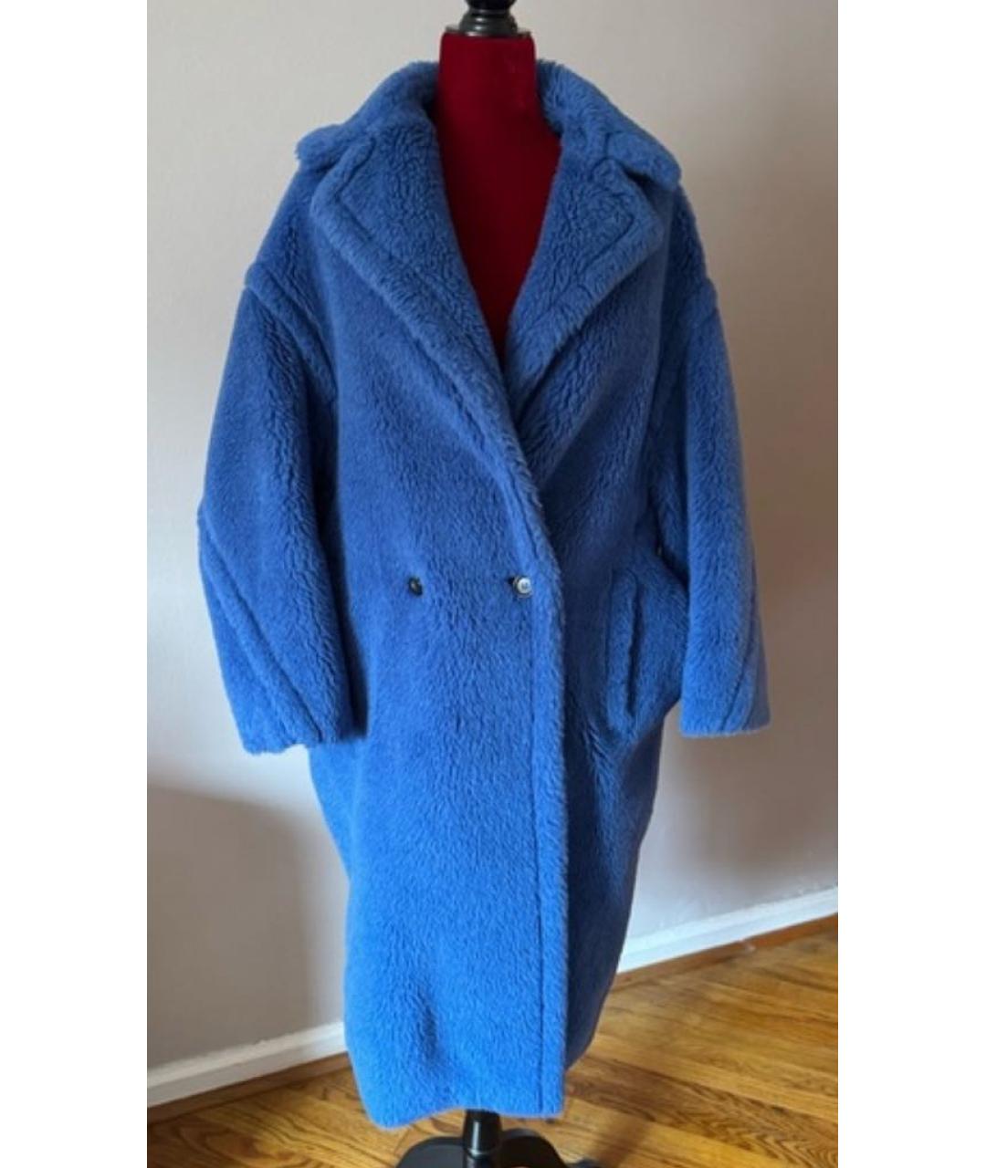 MAX MARA Синяя шерстяная шуба, фото 4