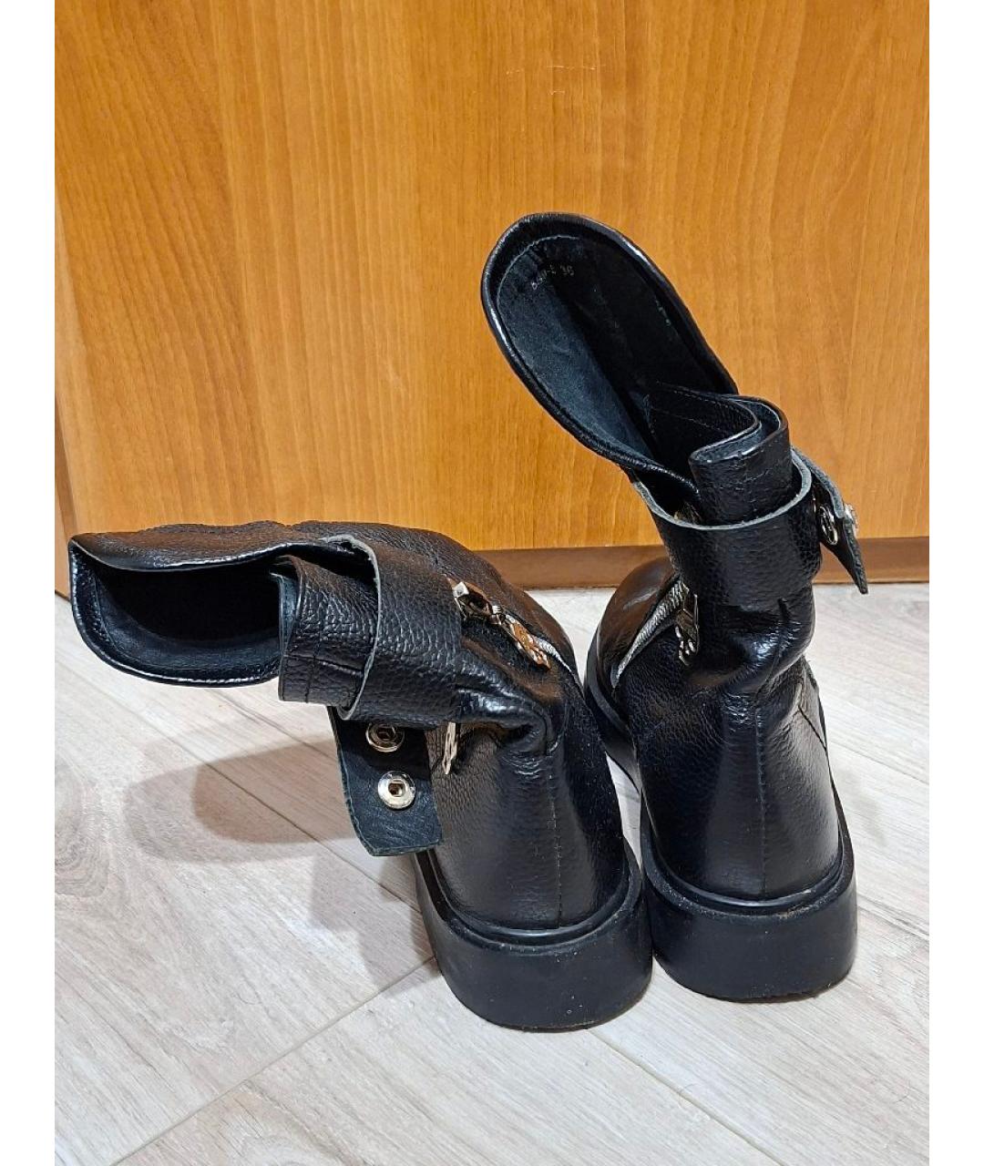 ALEXANDER MCQUEEN Черные кожаные ботинки, фото 4