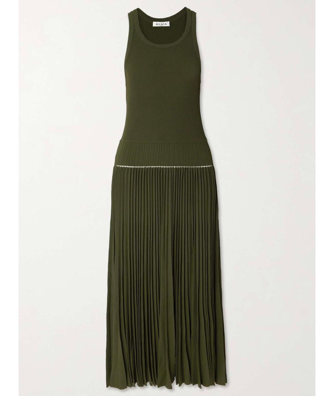 ALAIA Хаки вискозное коктейльное платье, фото 4