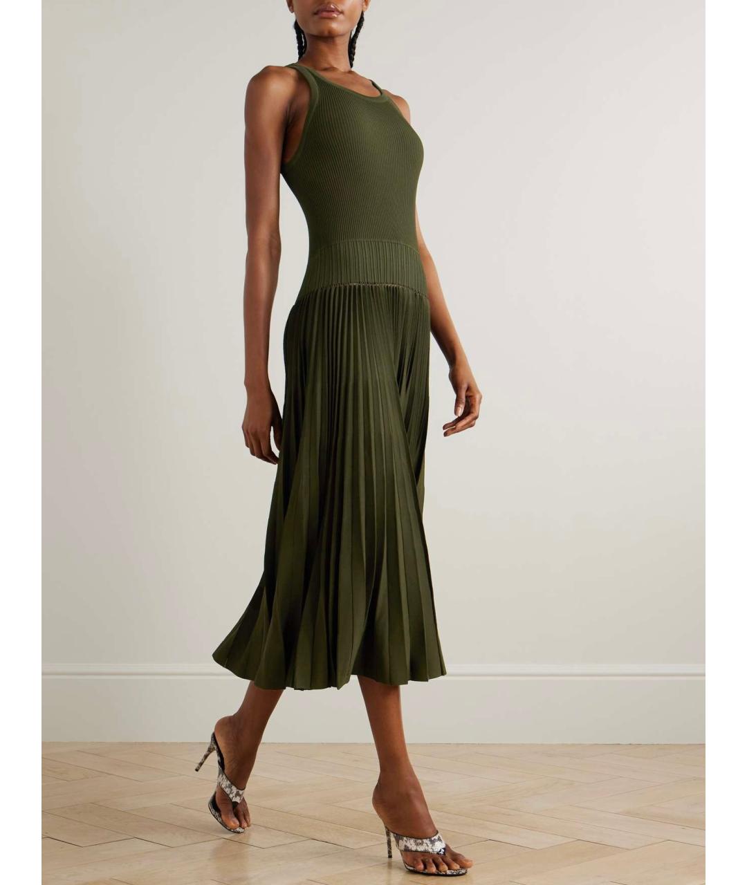 ALAIA Хаки вискозное коктейльное платье, фото 2