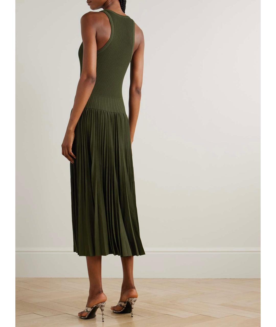 ALAIA Хаки вискозное коктейльное платье, фото 3