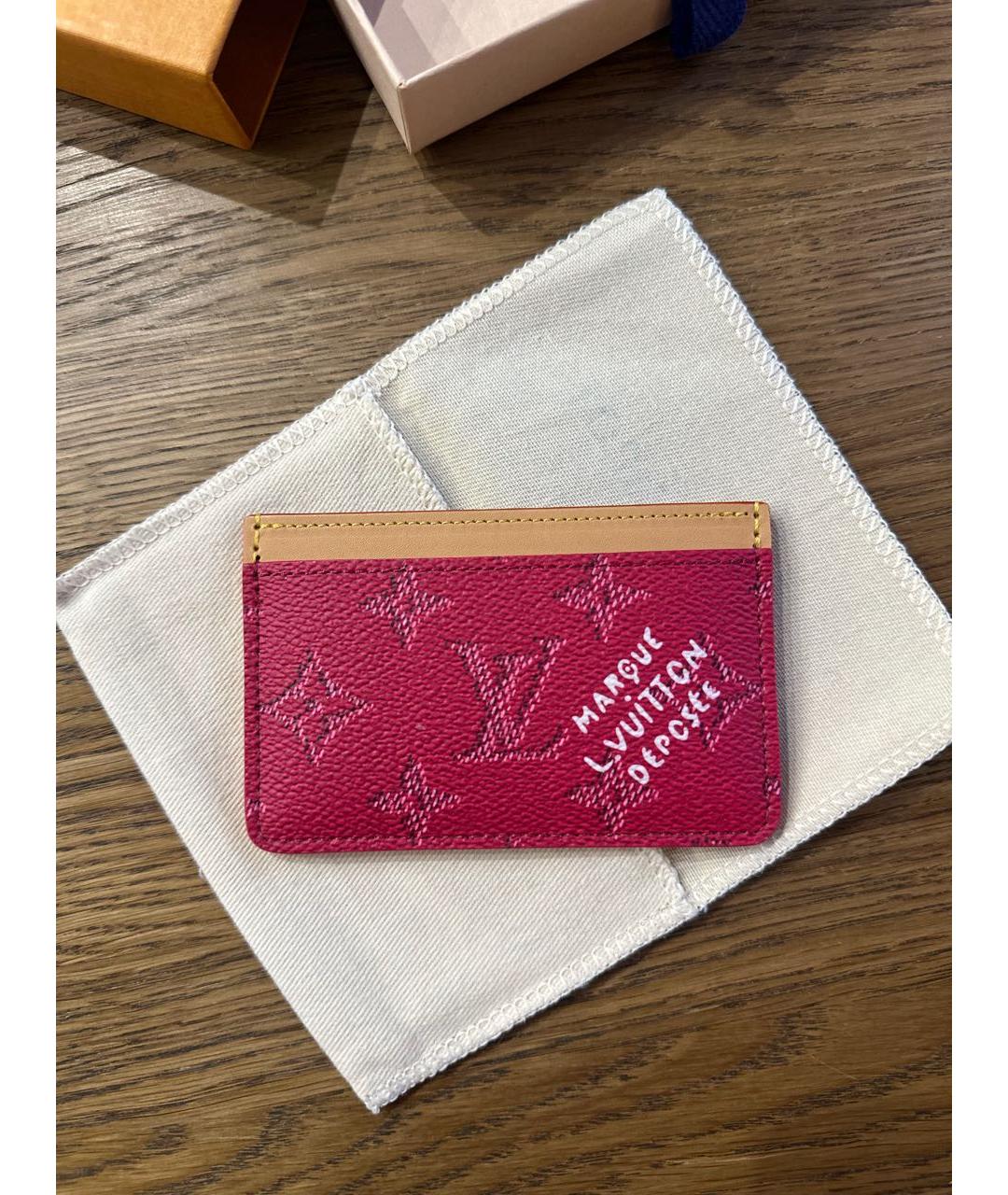 LOUIS VUITTON Розовый кожаный кардхолдер, фото 6