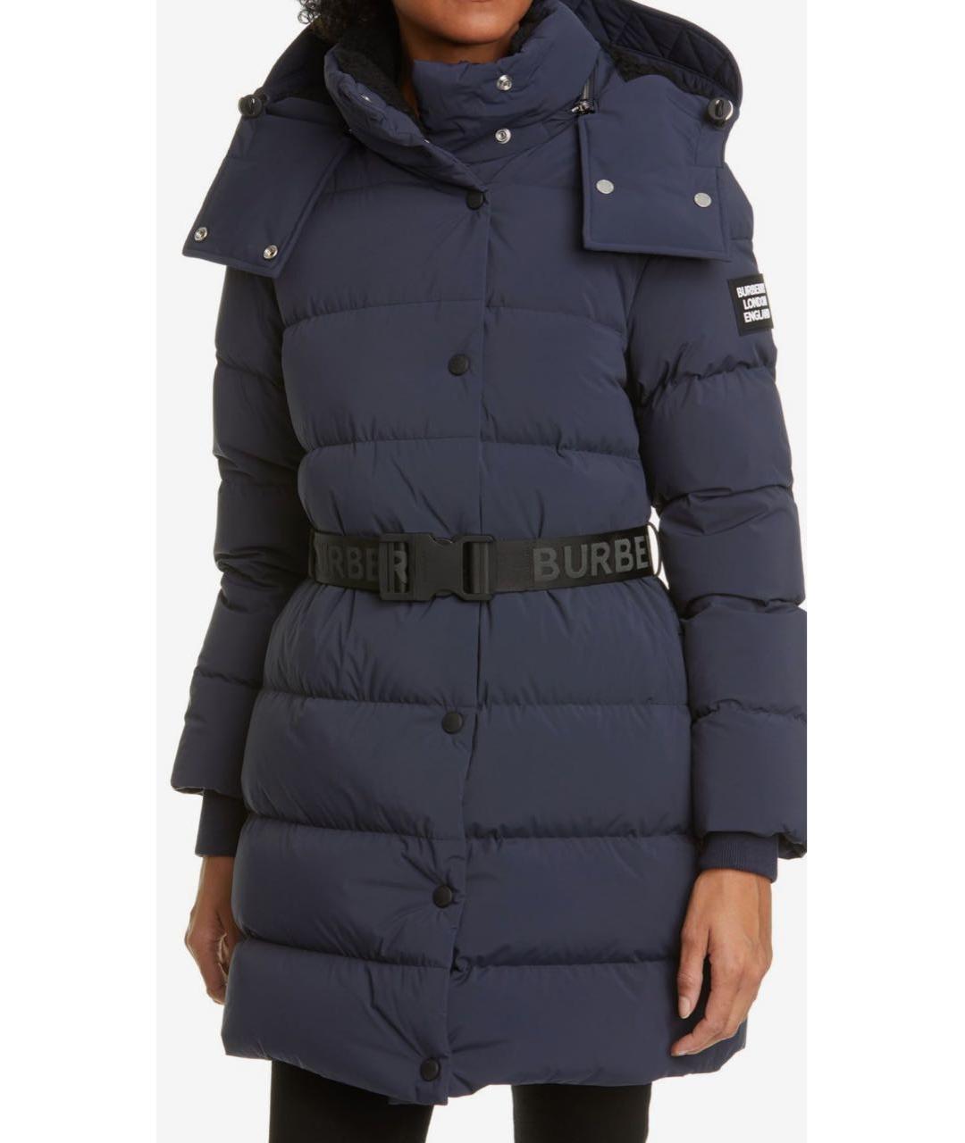BURBERRY Темно-синий полиэстеровый пуховик, фото 2