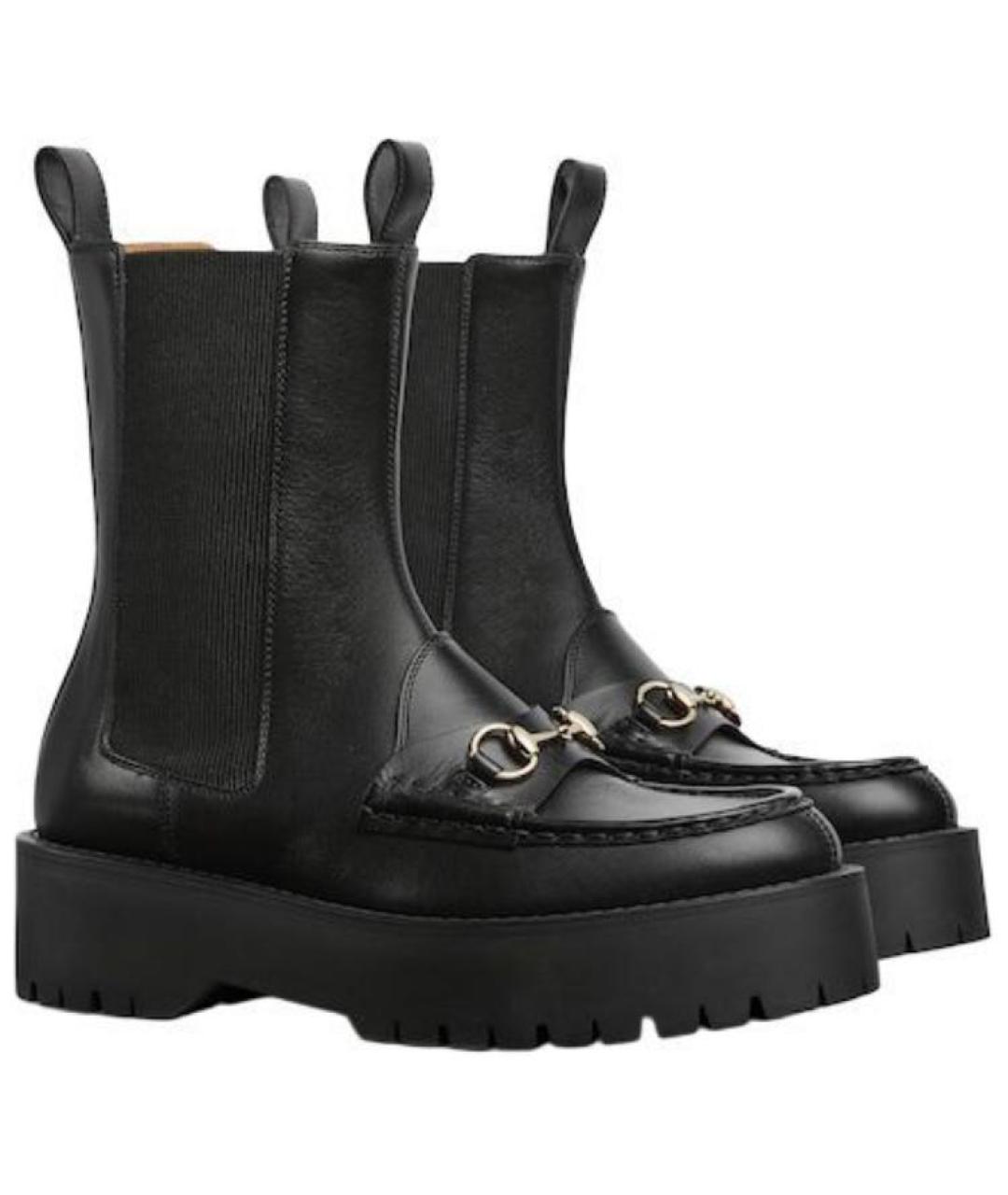 GUCCI Черные кожаные ботинки, фото 3