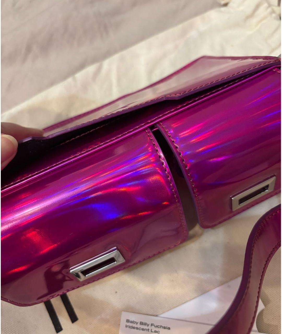 BY FAR Фуксия сумка через плечо из лакированной кожи, фото 8