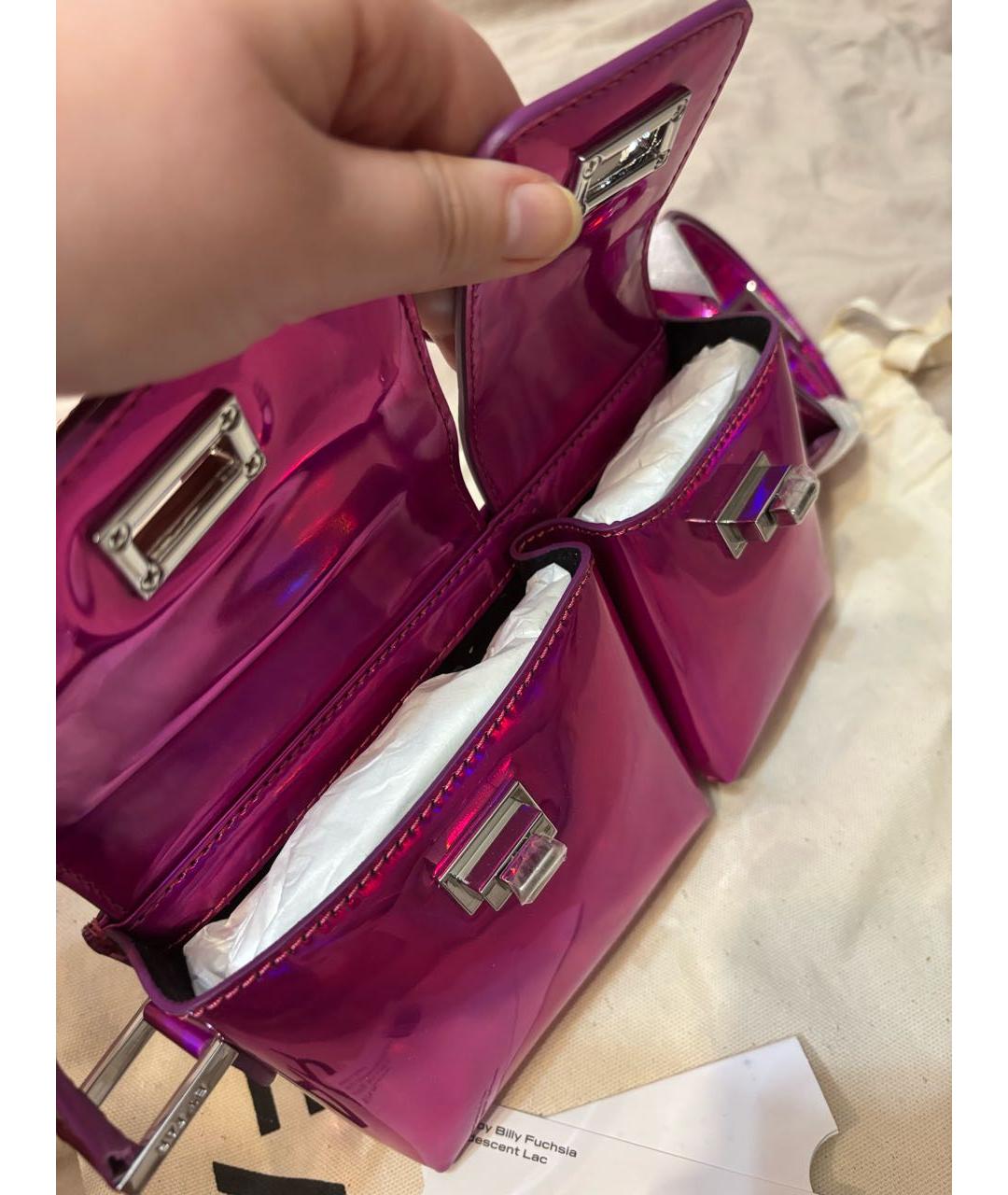 BY FAR Фуксия сумка через плечо из лакированной кожи, фото 4