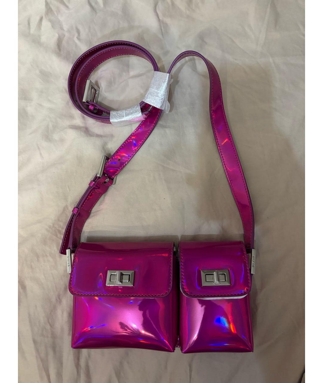 BY FAR Фуксия сумка через плечо из лакированной кожи, фото 9