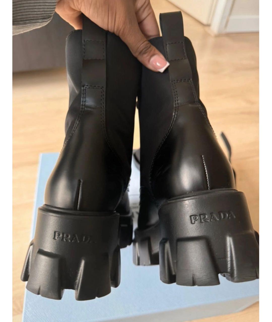 PRADA Черные кожаные ботинки, фото 3