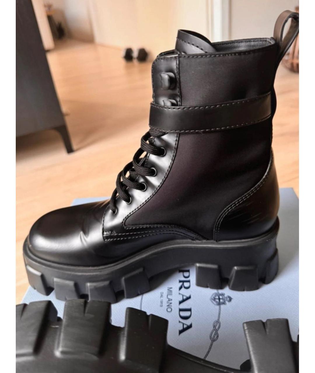 PRADA Черные кожаные ботинки, фото 5
