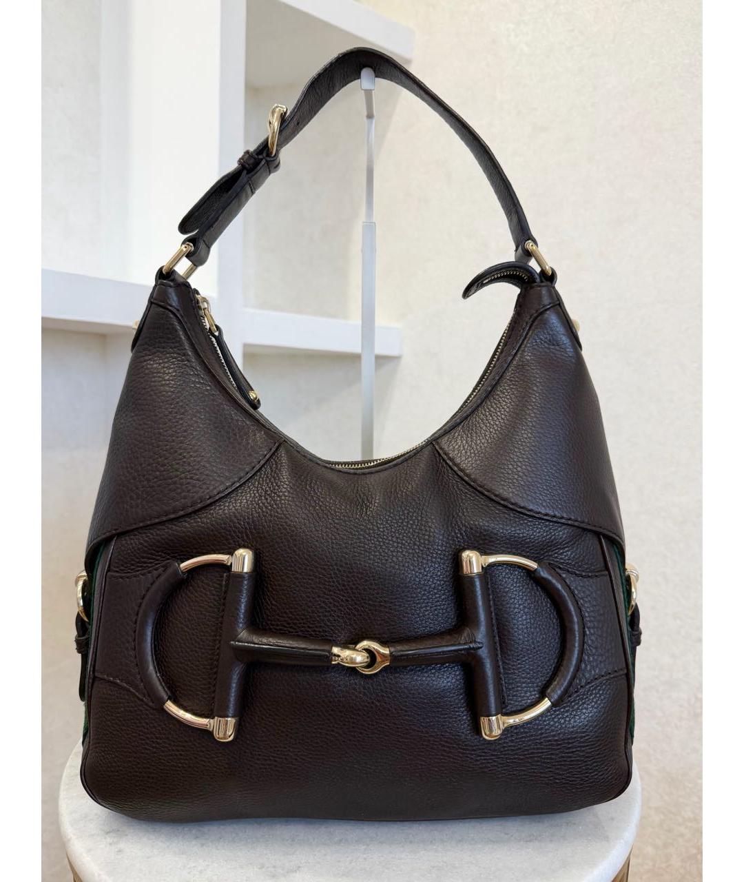 GUCCI Коричневая кожаная сумка через плечо, фото 5