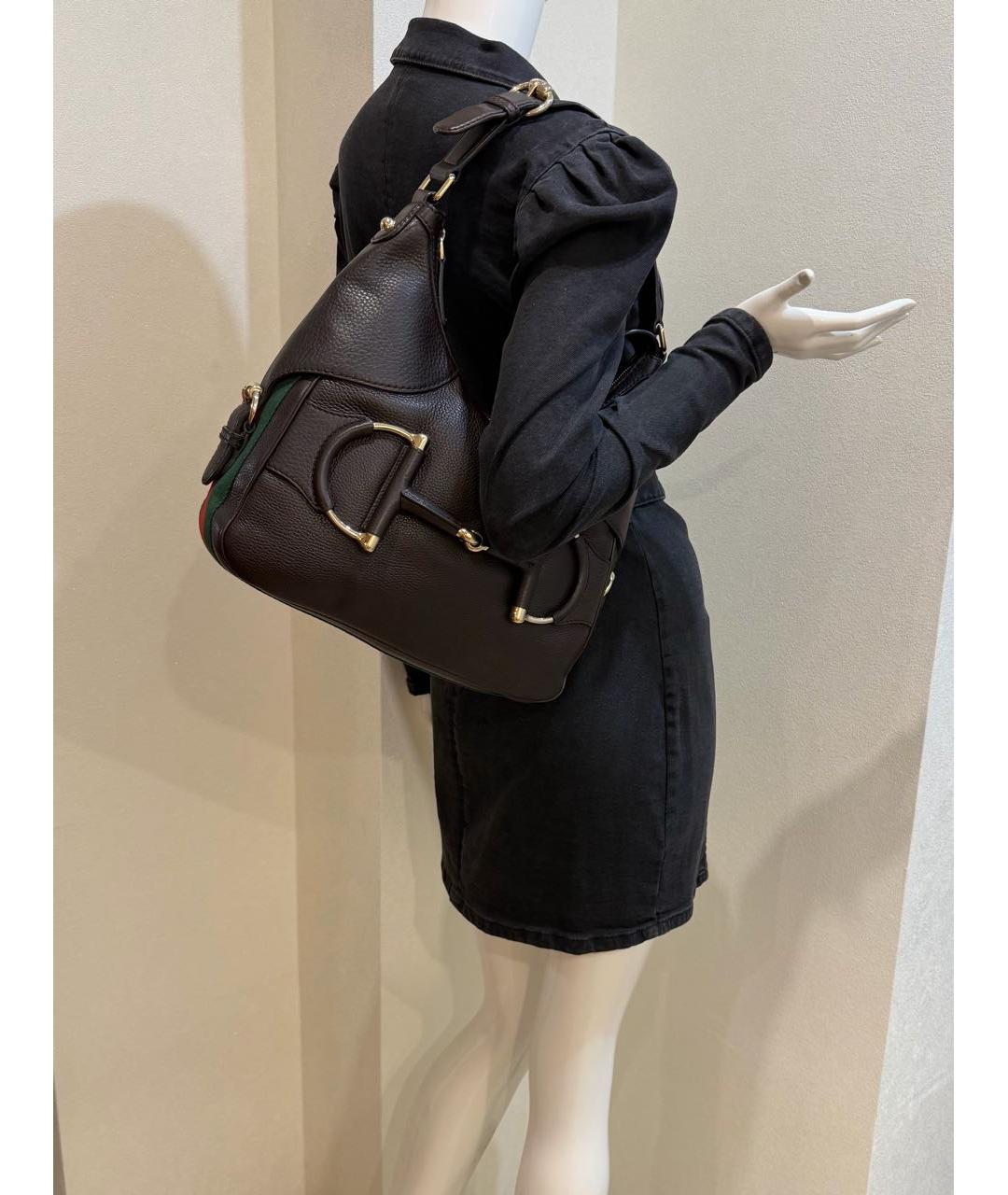 GUCCI Коричневая кожаная сумка через плечо, фото 4