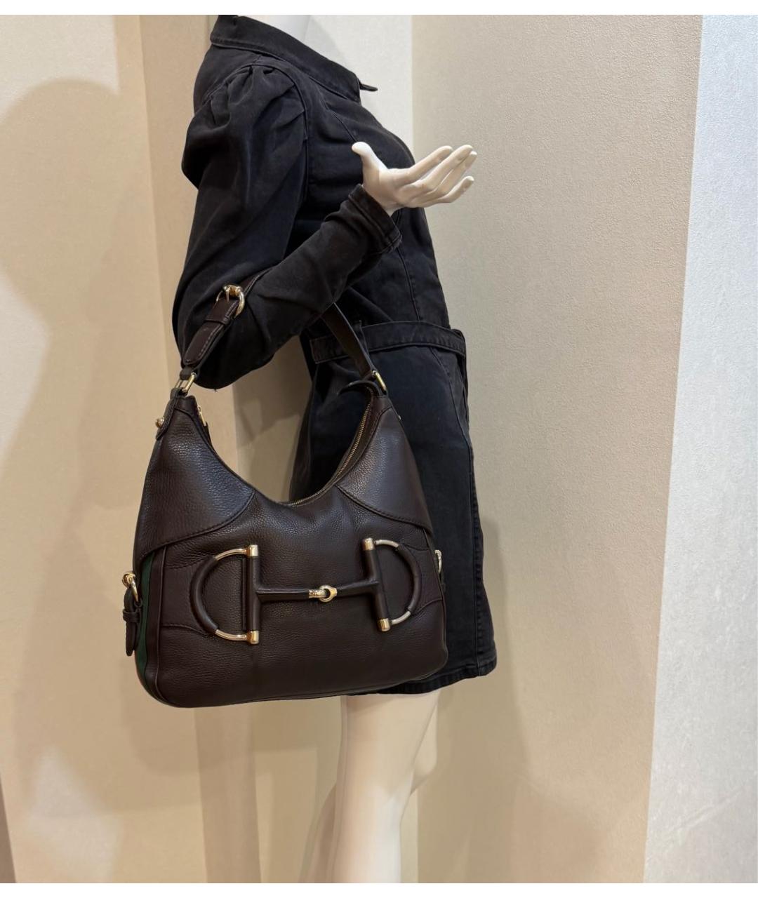 GUCCI Коричневая кожаная сумка через плечо, фото 3