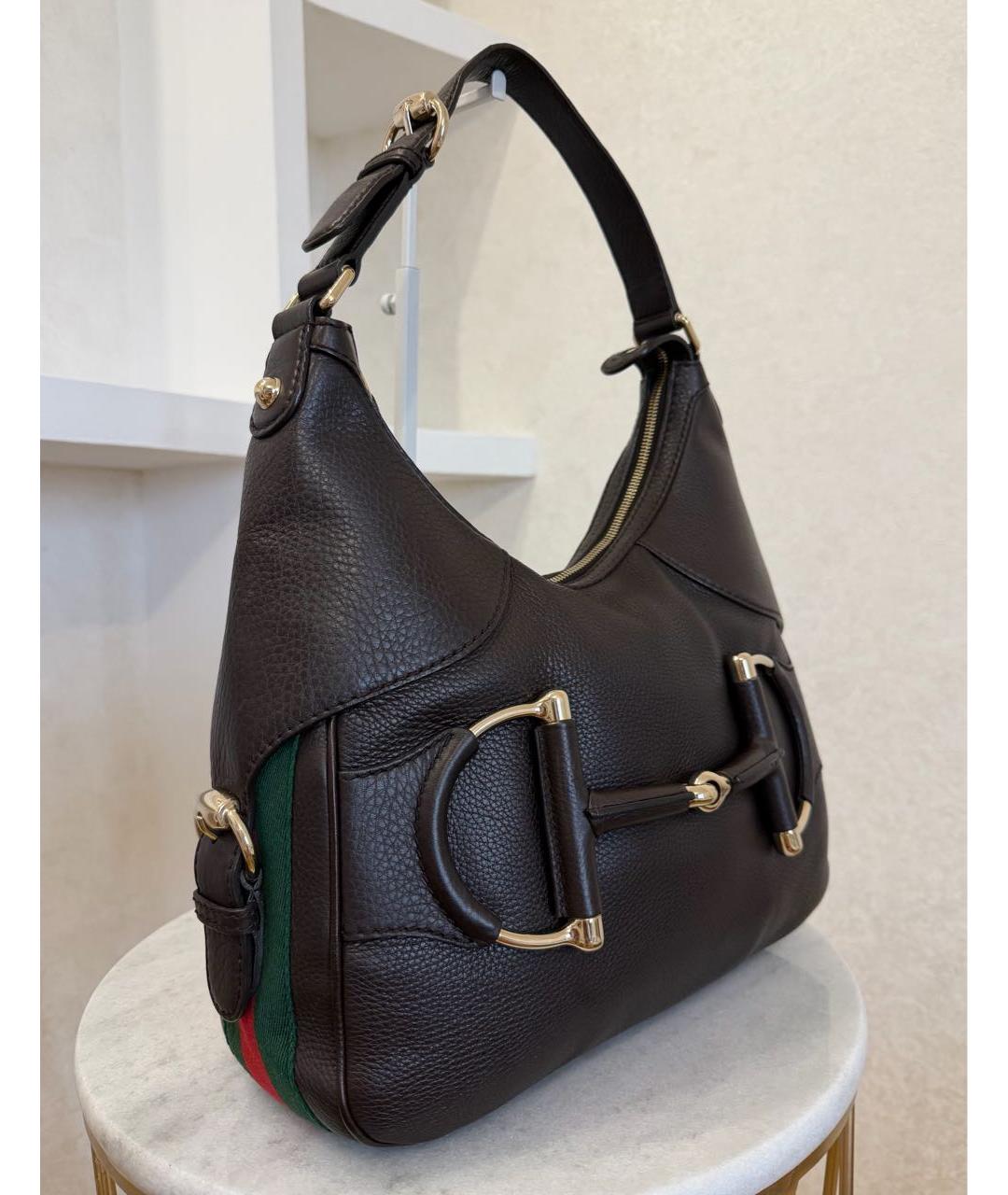 GUCCI Коричневая кожаная сумка через плечо, фото 6