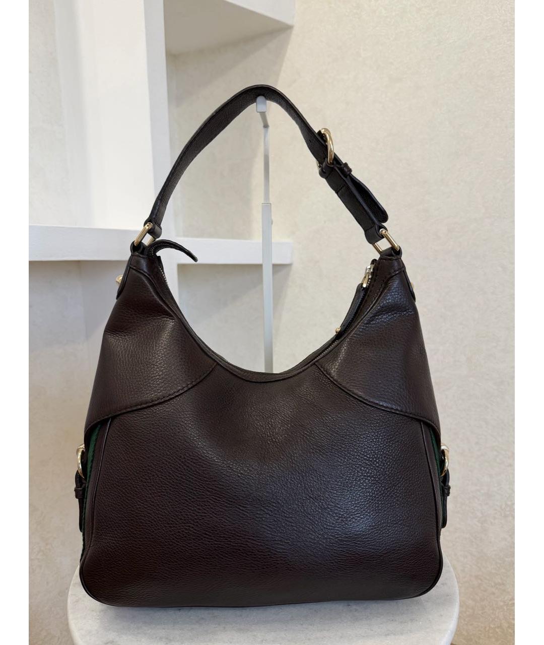 GUCCI Коричневая кожаная сумка через плечо, фото 8