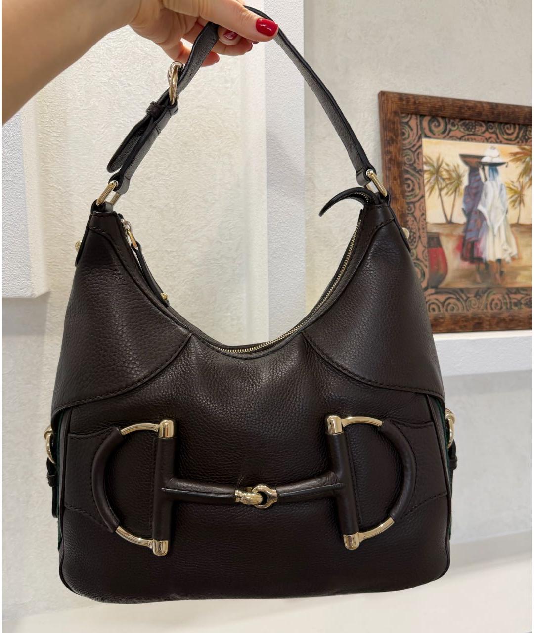 GUCCI Коричневая кожаная сумка через плечо, фото 7