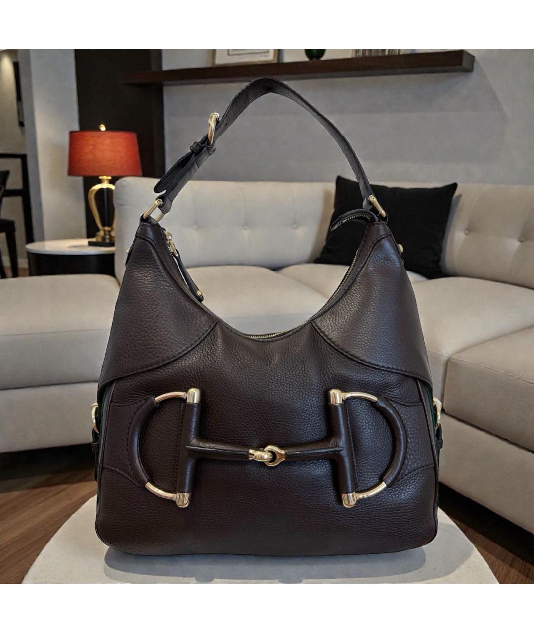 GUCCI Коричневая кожаная сумка через плечо, фото 2