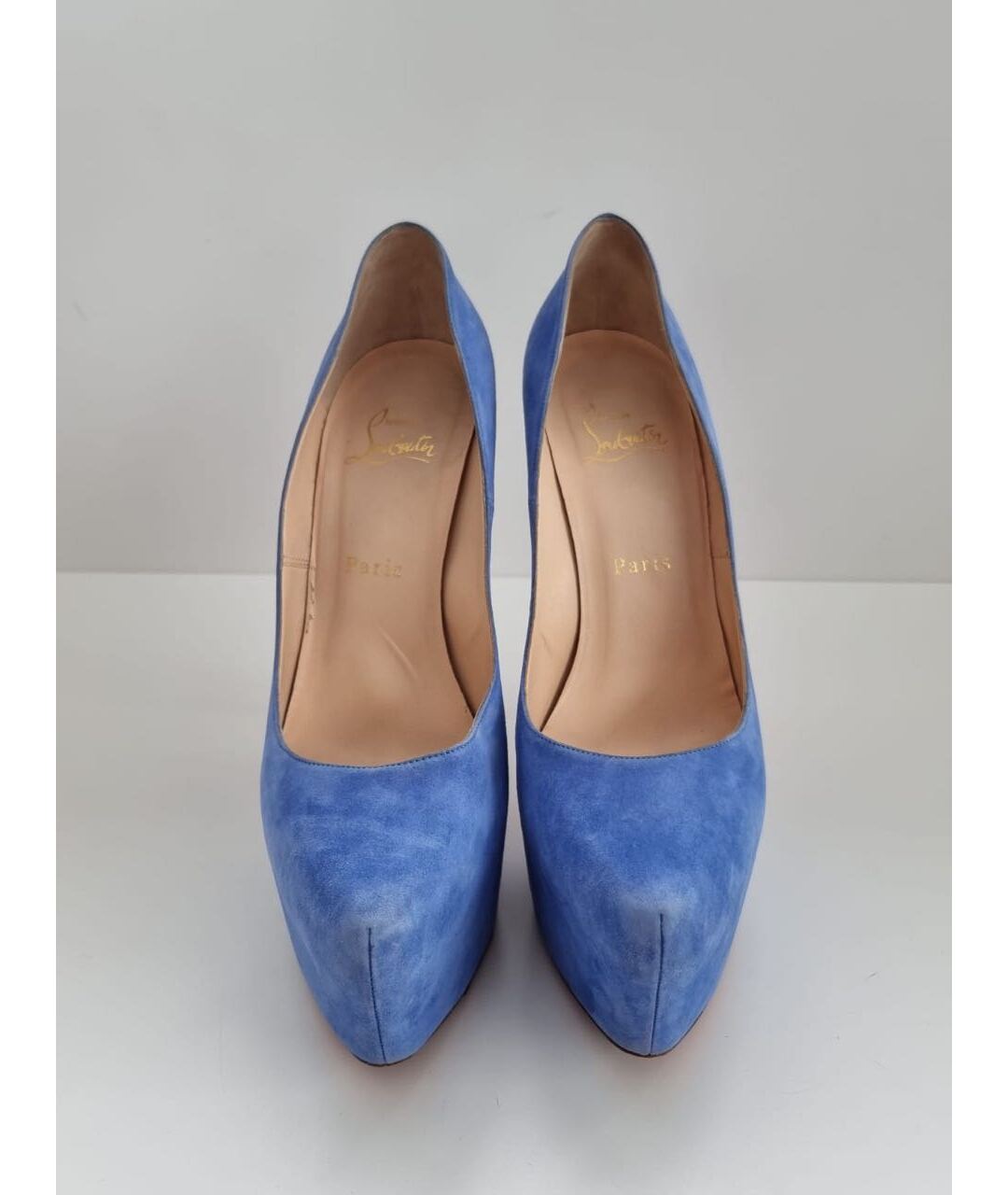 CHRISTIAN LOUBOUTIN Голубые замшевые туфли, фото 2