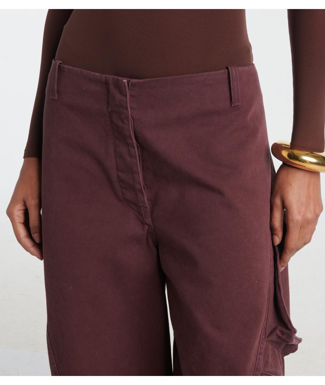 ALAIA Бордовые хлопковые брюки широкие, фото 7
