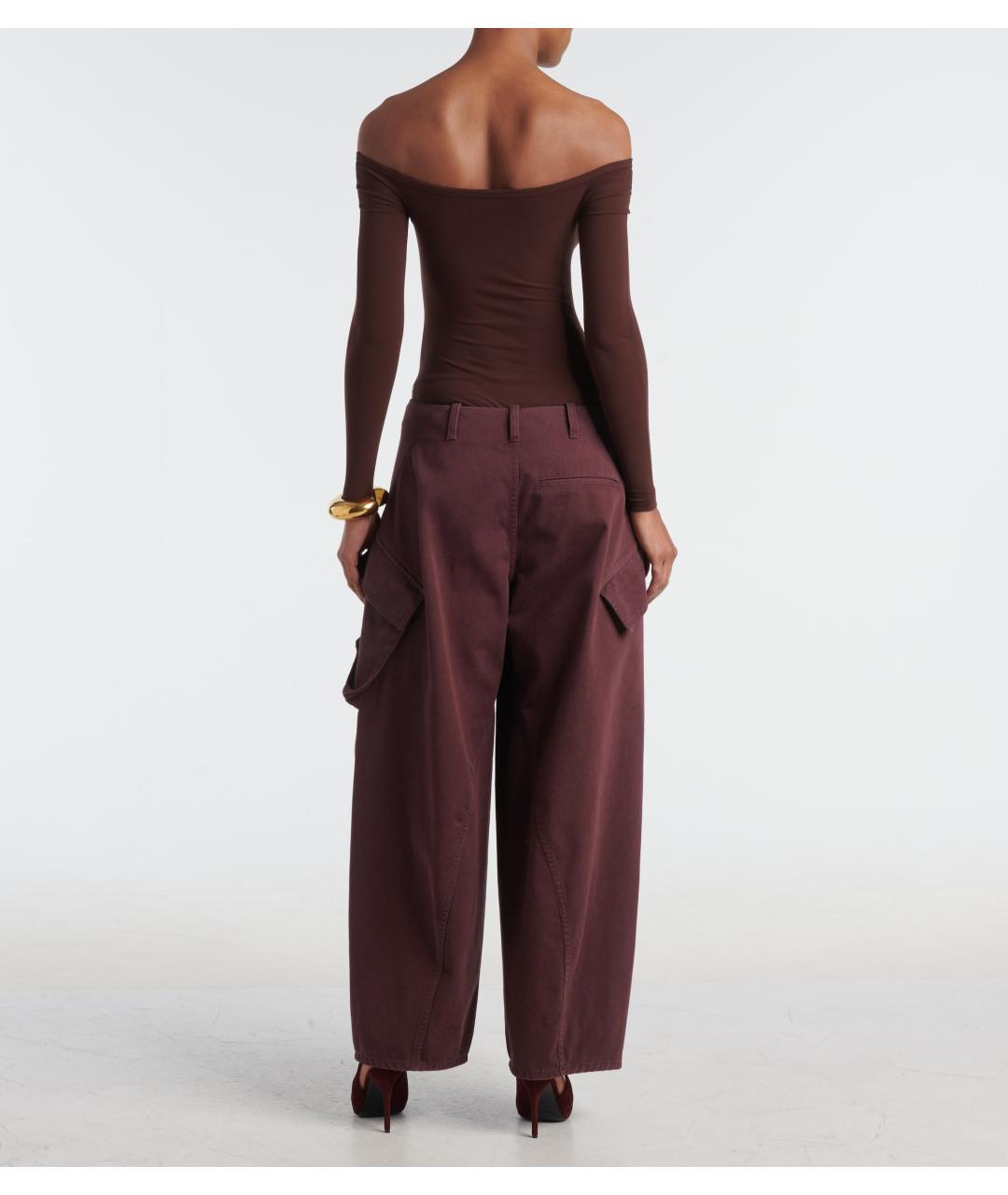 ALAIA Бордовые хлопковые брюки широкие, фото 6