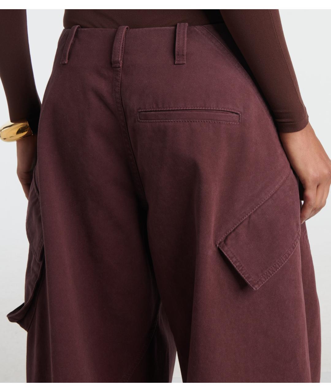 ALAIA Бордовые хлопковые брюки широкие, фото 8