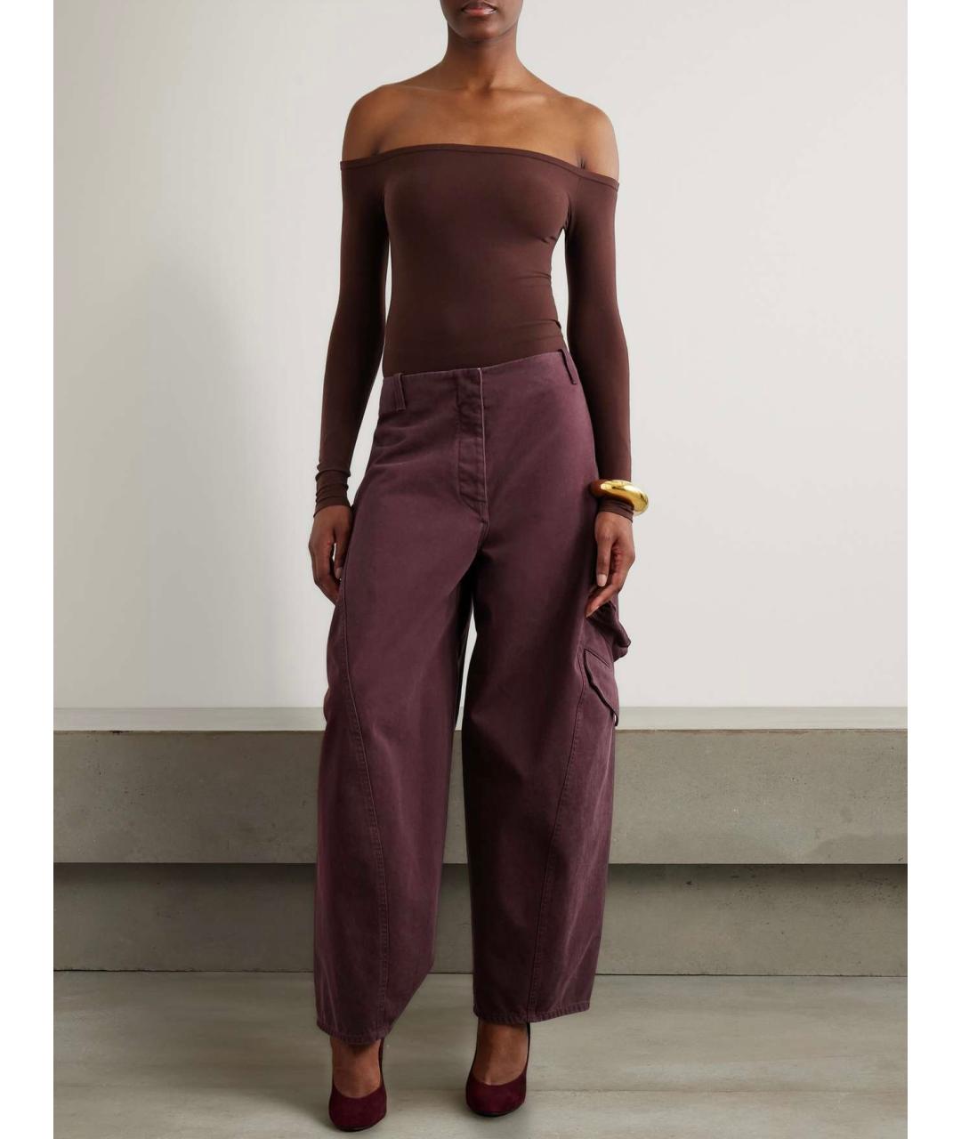 ALAIA Бордовые хлопковые брюки широкие, фото 2