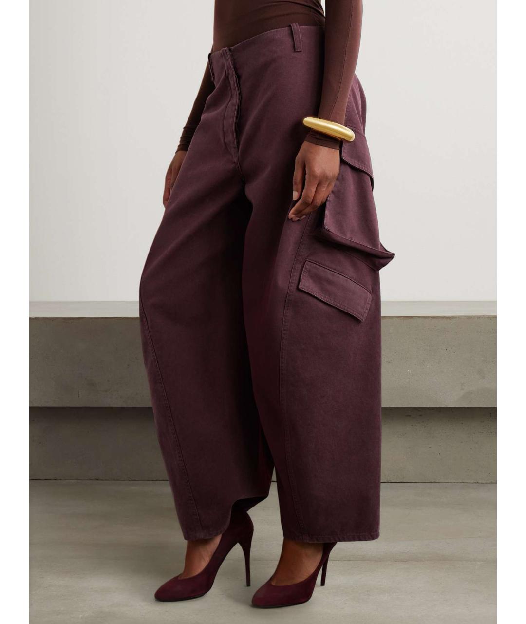 ALAIA Бордовые хлопковые брюки широкие, фото 3