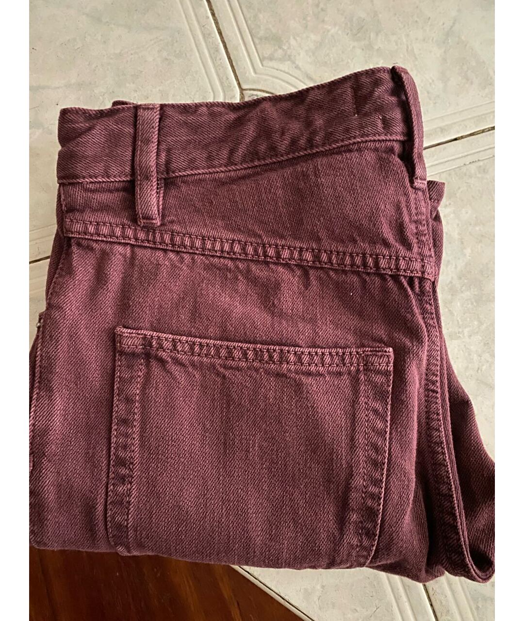 ISABEL MARANT ETOILE Бордовые хлопковые прямые джинсы, фото 4